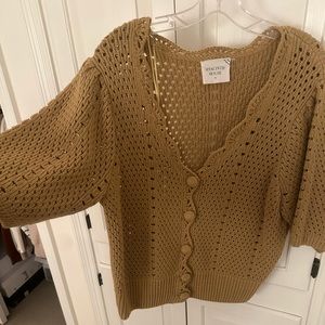 Hyacinth House/Tuckernuck Tan Short Sleeve Alice Cardigan (Size XL)